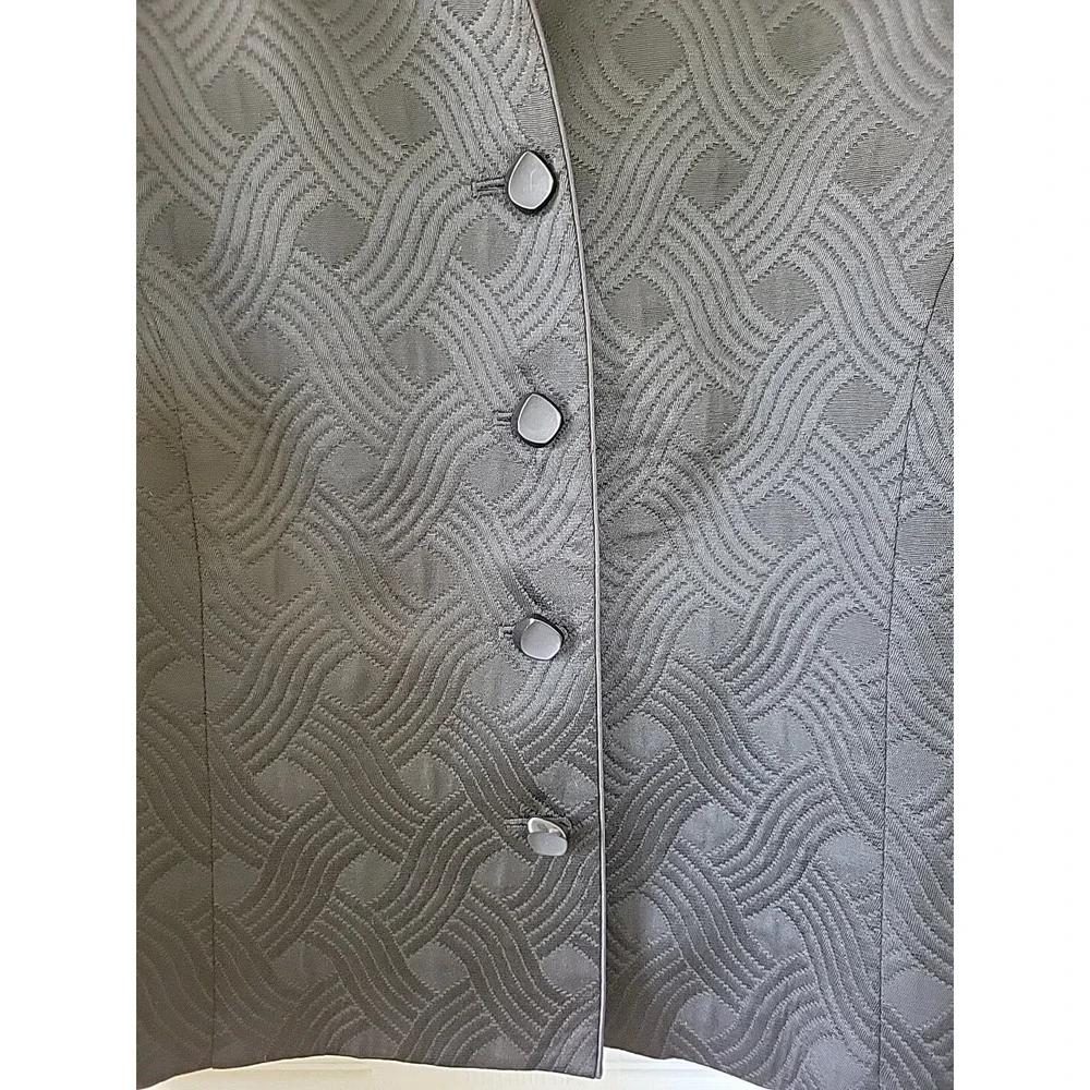 Kasper Jacket Blazer Size 16‎ Black Long Sleeve 4 Button Lined Quilted Business